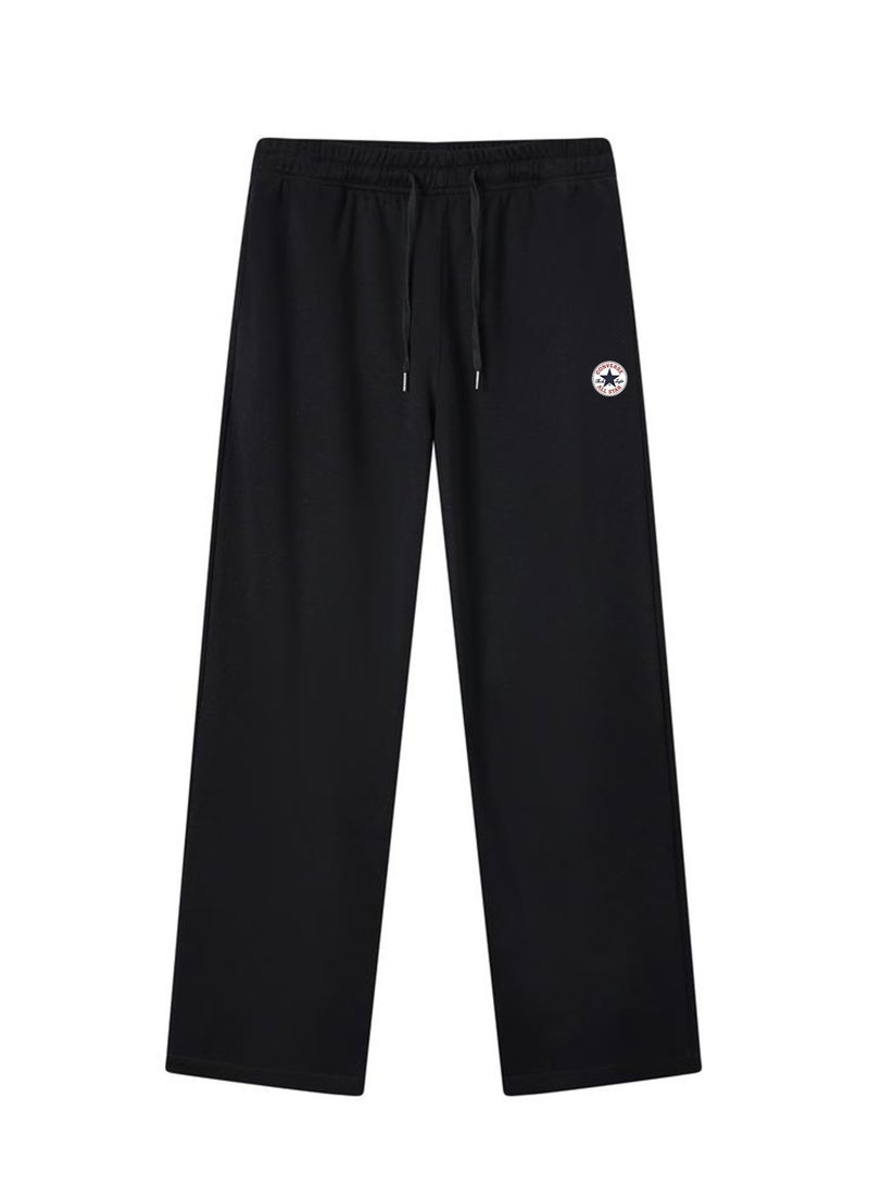 Converse Unisex Wide Leg Sweatpants, Casual Straight Sports Trousers for Men & Women, Black - Image 4