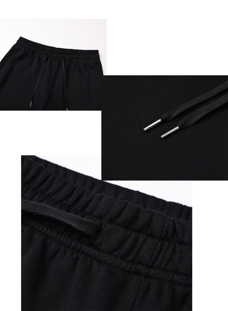Converse Unisex Wide Leg Sweatpants, Casual Straight Sports Trousers for Men & Women, Black - Image 5