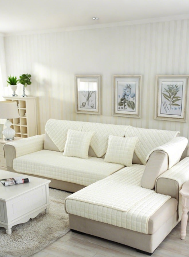 DUNISO 2 Pcs Sofa Cover, Flannel Sofa Protective Cover, Anti Slip Furniture Cover, Dust Proof Pet Mat, Anti Fouling And Wear Resistant, Suitable For Use In All Seasons，White  - Image 3