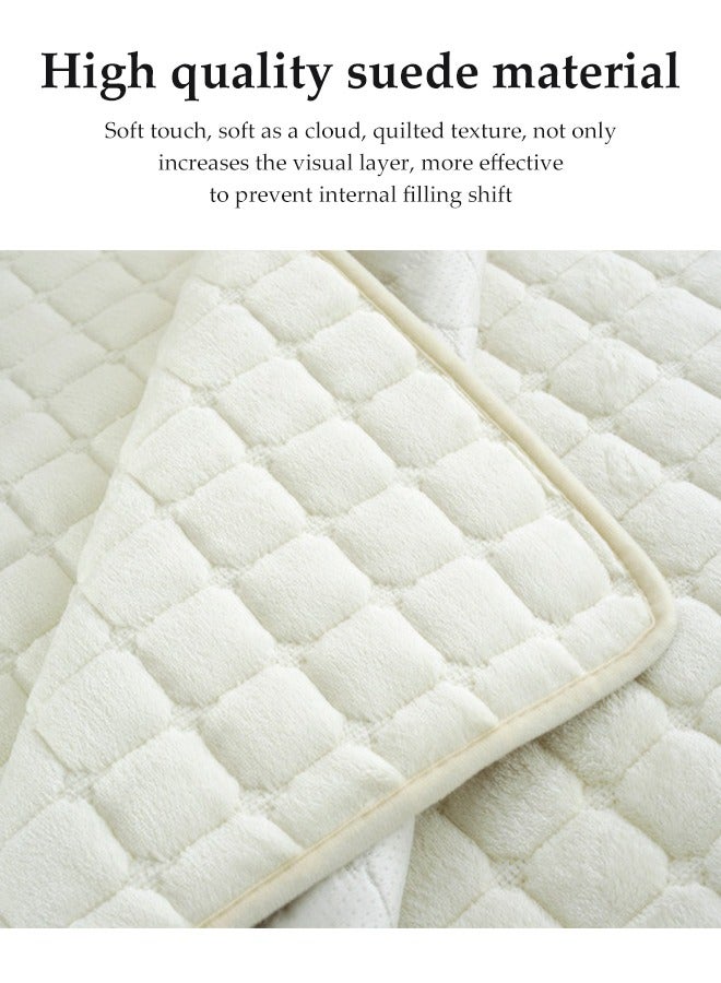 DUNISO 2 Pcs Sofa Cover, Flannel Sofa Protective Cover, Anti Slip Furniture Cover, Dust Proof Pet Mat, Anti Fouling And Wear Resistant, Suitable For Use In All Seasons，White  - Image 5