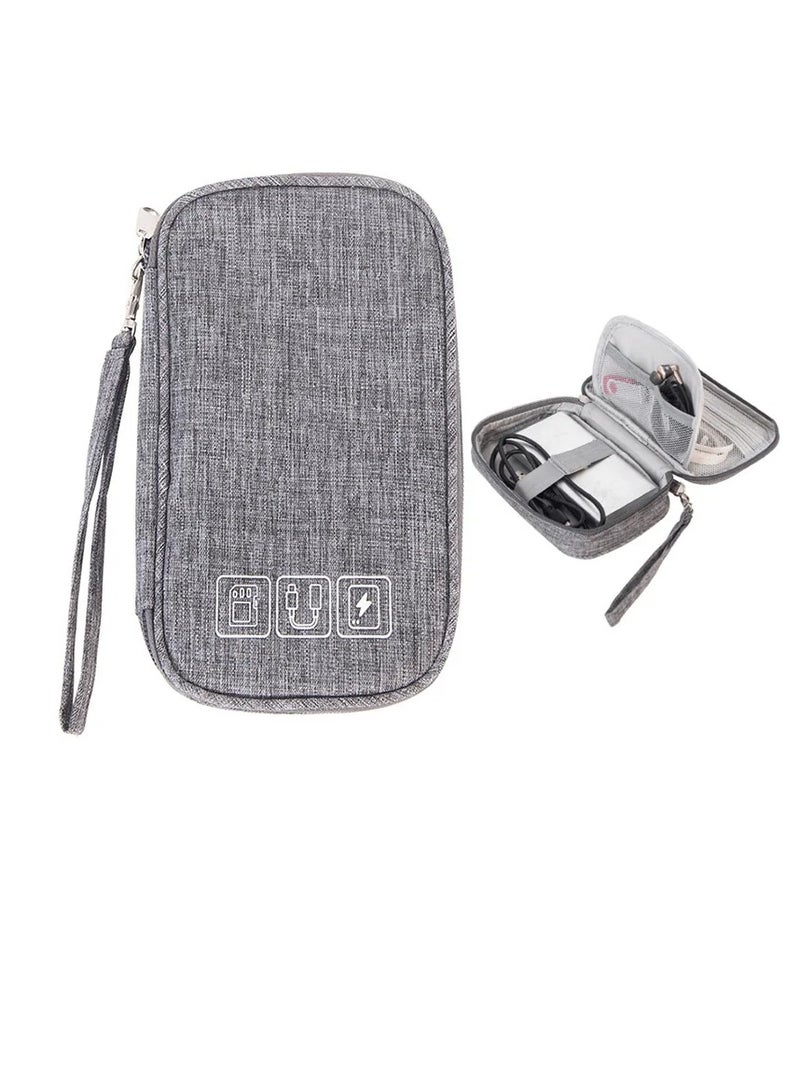 AROAQ Electronic Organizer Bag, Portable Cable Digital Storage Bag, Multipurpose Travel Cord Organizer Case Pouch, Large Capacity Cable Storage Pouch For USB Wires Charger Battery, (Grey) - Image 1