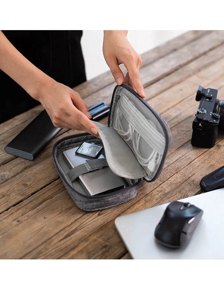AROAQ Electronic Organizer Bag, Portable Cable Digital Storage Bag, Multipurpose Travel Cord Organizer Case Pouch, Large Capacity Cable Storage Pouch For USB Wires Charger Battery, (Grey) - Image 2
