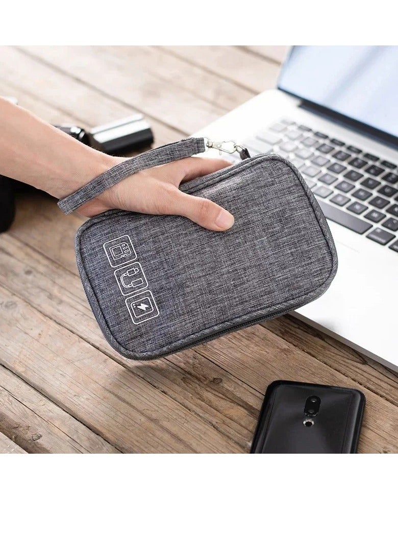 AROAQ Electronic Organizer Bag, Portable Cable Digital Storage Bag, Multipurpose Travel Cord Organizer Case Pouch, Large Capacity Cable Storage Pouch For USB Wires Charger Battery, (Grey) - Image 4