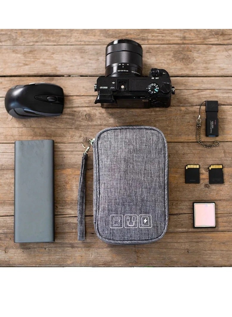 AROAQ Electronic Organizer Bag, Portable Cable Digital Storage Bag, Multipurpose Travel Cord Organizer Case Pouch, Large Capacity Cable Storage Pouch For USB Wires Charger Battery, (Grey) - Image 5