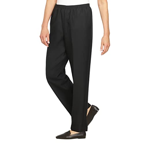 Alfred Dunner Women’s All Around Elastic Waist Polyester Cropped Missy Pants - Pull-On Style, Classic Cut, Figure Flattering Relaxed Fit, Black, 18 - Image 2