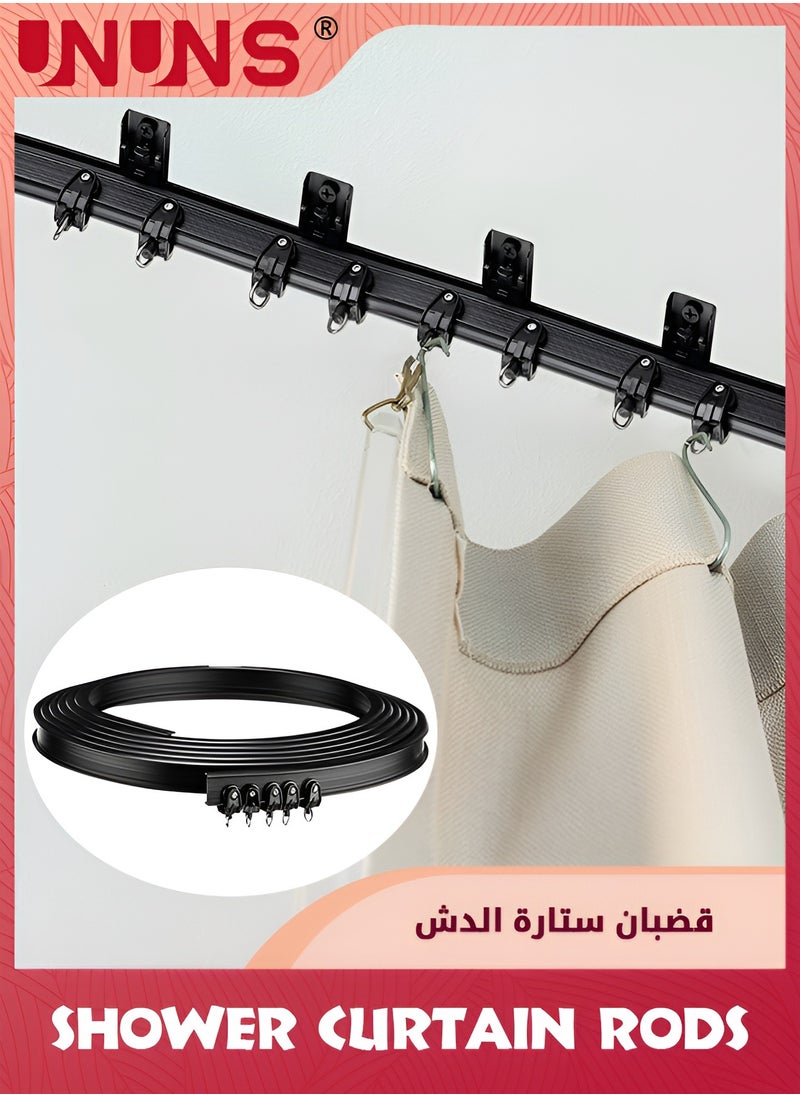 UNUNS مسار ستارة مرن، مسار ستارة سقف منحني، حامل قابل للانحناء للستائر، مقسم غرفة نافذة خليج السرير مرن مستقيم، أسود، 9.8 قدم / 3 أمتار  - Image 2