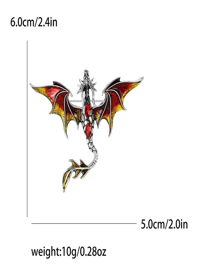 WAKYME Vintage Punk Dragon Brooches for Women Enamel Dragon Brooch Domineering Flying Dragon Brooch Personality Clothing Hat Bag Accessories for Men and Women (Red) - Image 5