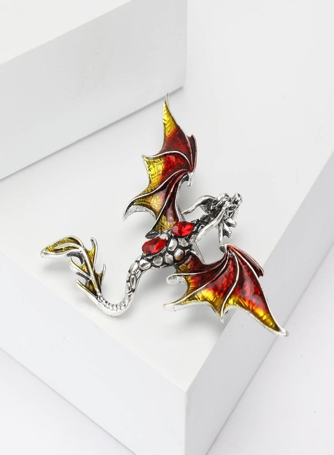 WAKYME Vintage Punk Dragon Brooches for Women Enamel Dragon Brooch Domineering Flying Dragon Brooch Personality Clothing Hat Bag Accessories for Men and Women (Red) - Image 4