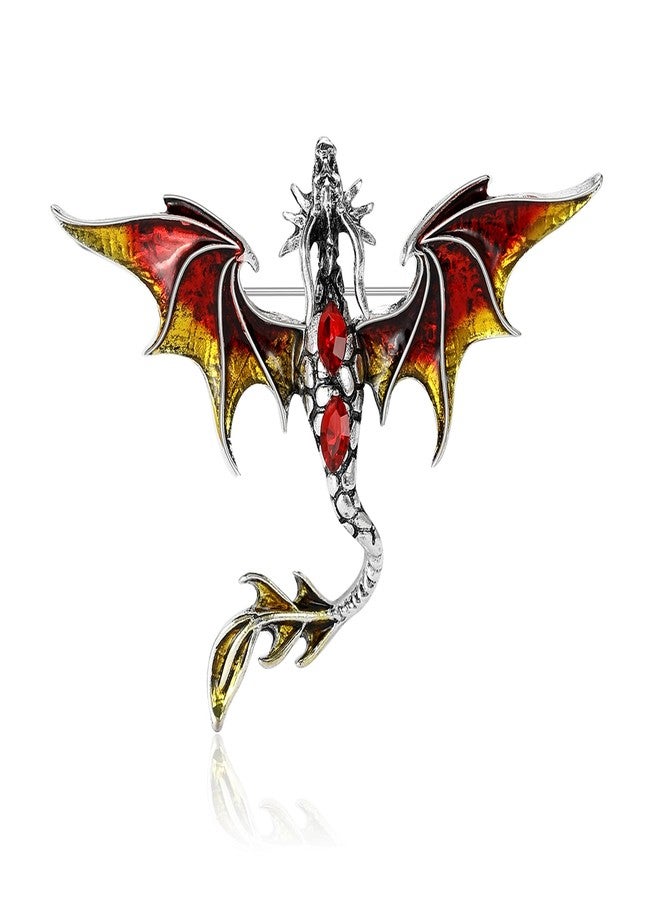 WAKYME Vintage Punk Dragon Brooches for Women Enamel Dragon Brooch Domineering Flying Dragon Brooch Personality Clothing Hat Bag Accessories for Men and Women (Red) - Image 1