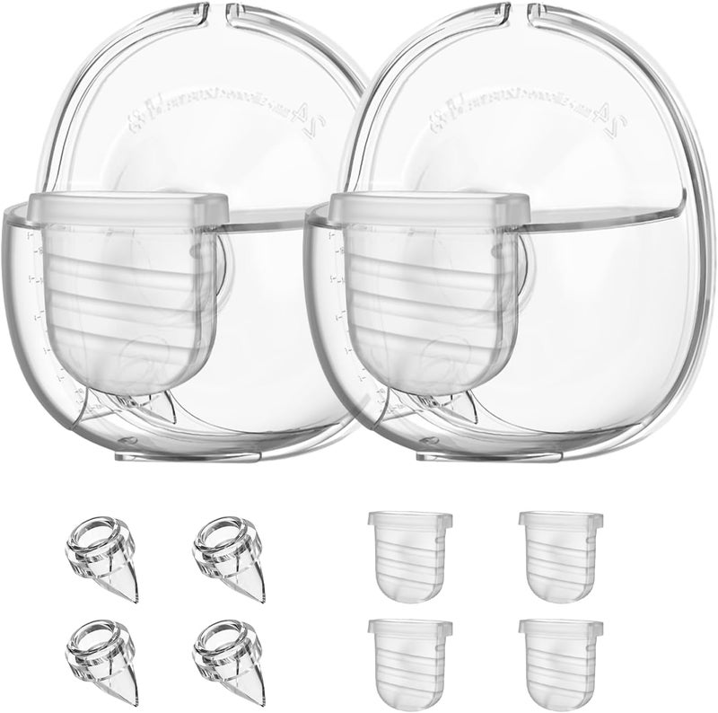 Gowing قطع غيار مضخة الثدي القابلة للارتداء متوافقة مع مضخة الثدي القابلة للارتداء S32 تشمل صمام بطة، غشاء سيليكون، فوهة 24 مم، كوب لجمع الحليب 2 مجموعة - Image 1