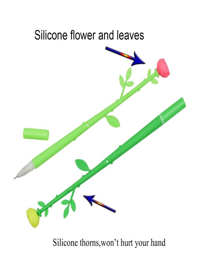 Lopenle 30PCS Fancy Rose Pens Flower Topper Pens Valentine's Day Floral Pen Desk Decor Pen Black for Girls Women Mother's Day At Home Office School Decoration Supplies.… - Image 3