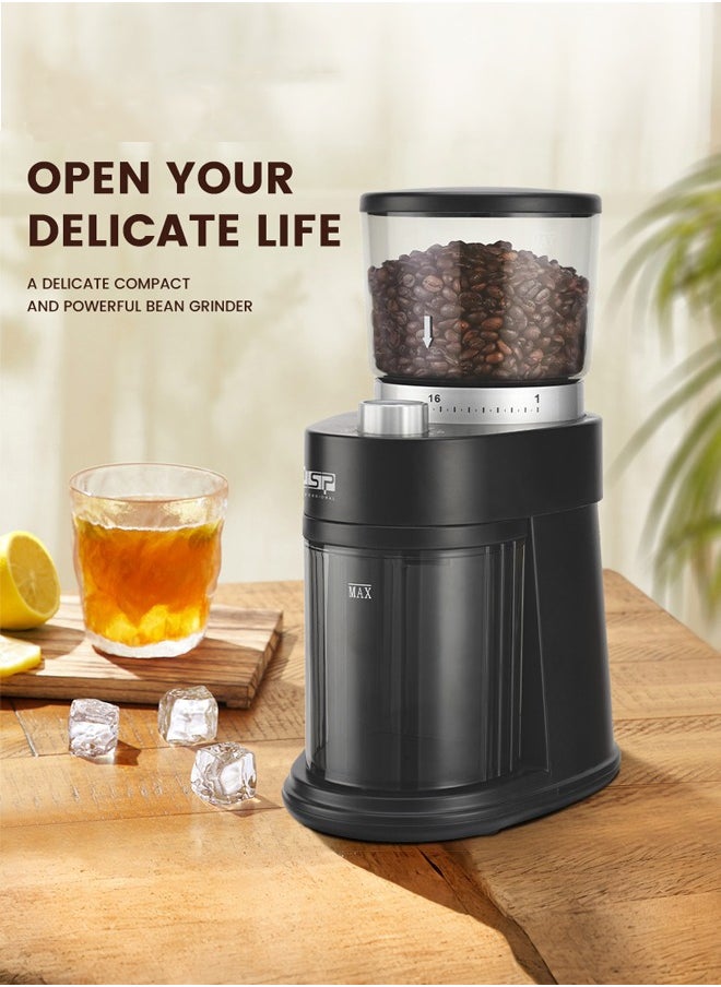 DSP Burr Coffee Grinder,Electric Mill,12 Cup 31 Precise Grind Settings, for Espresso, Drip and French Press, 120W Black  - Image 2