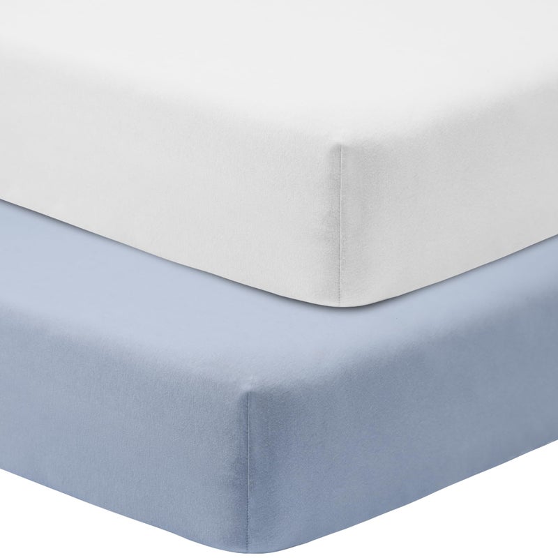 GUNTAIL Crib Sheets for Boys Girls,100% Cotton Fitted Crib Sheet 2 Pack for Standard Crib and Toddler Mattress, Super Soft Breathable Baby Sheet 28x52x8in (White & Gray) - Image 1