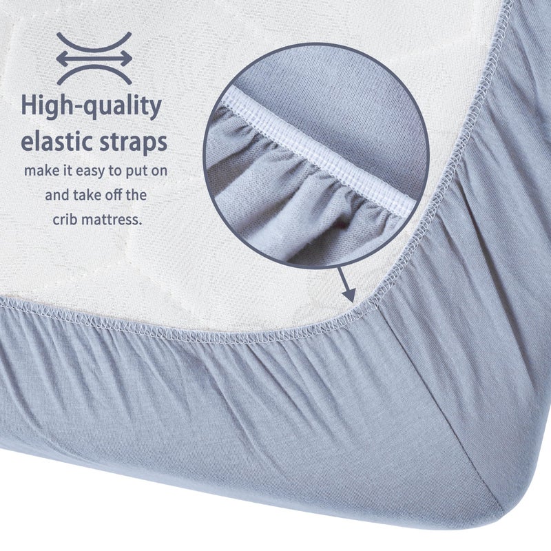 GUNTAIL Crib Sheets for Boys Girls,100% Cotton Fitted Crib Sheet 2 Pack for Standard Crib and Toddler Mattress, Super Soft Breathable Baby Sheet 28x52x8in (White & Gray) - Image 5