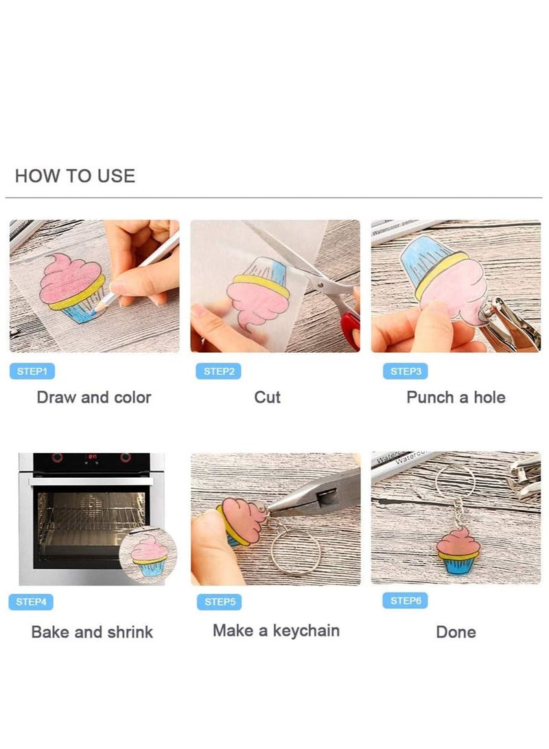 SYOSI 145 Pieces Heat Shrink Plastic Sheet Kit Include 20 PCS Shrinky Art Paper with 125 PCS Keychains Accessories for Kids Creative Craft - Image 3