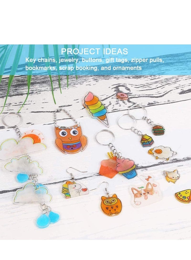 SYOSI 145 Pieces Heat Shrink Plastic Sheet Kit Include 20 PCS Shrinky Art Paper with 125 PCS Keychains Accessories for Kids Creative Craft - Image 2