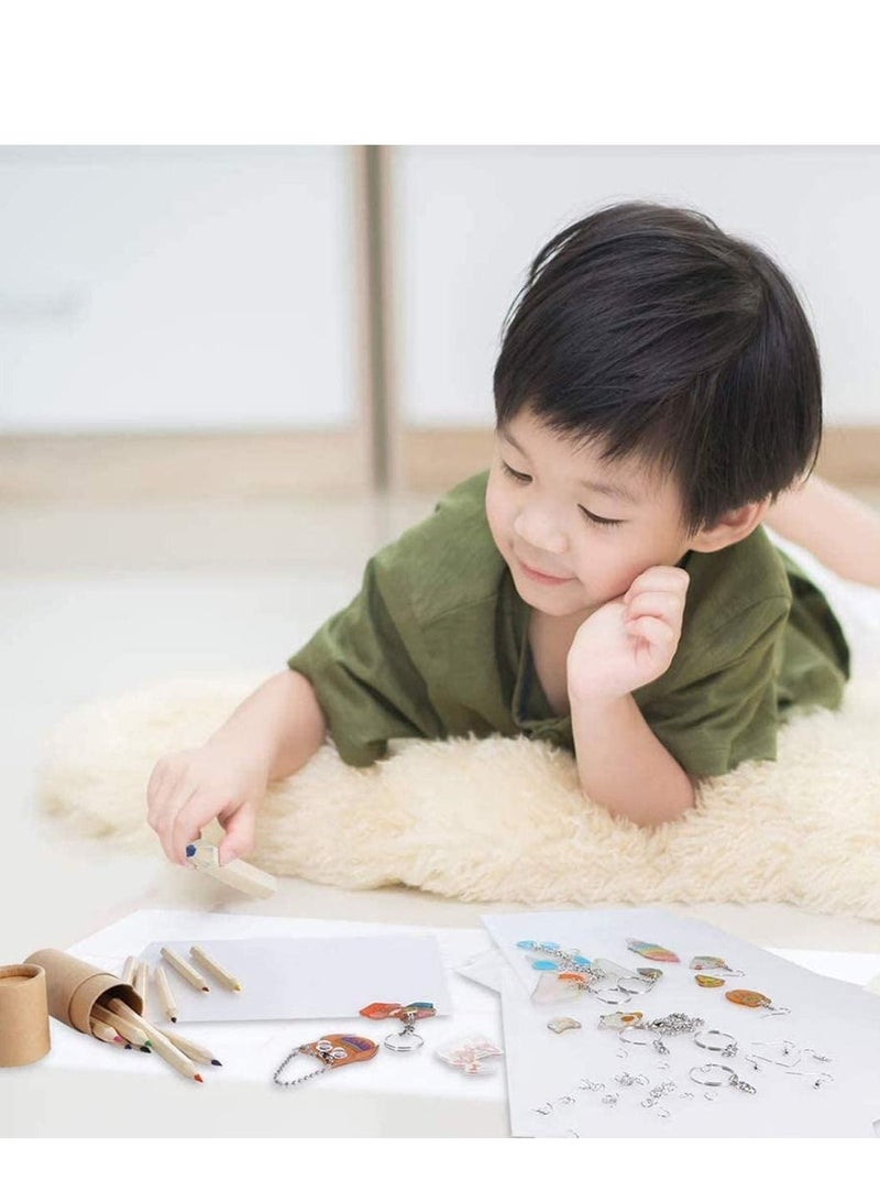 SYOSI 145 Pieces Heat Shrink Plastic Sheet Kit Include 20 PCS Shrinky Art Paper with 125 PCS Keychains Accessories for Kids Creative Craft - Image 4