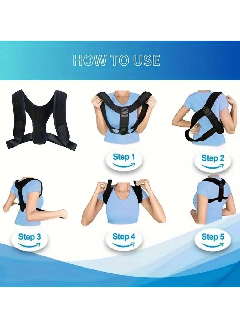 Goolsky 1pc Back and collarbone correction belt for men and women, designed to prevent hunched posture and correct sitting posture, breathable and adjustable - Image 5