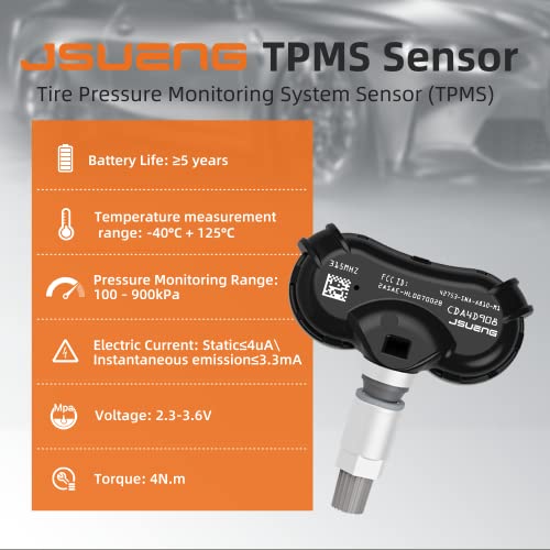 Jsueng جهاز استشعار TPMS من Jsueng بديل لسيارات هوندا سيفيك 08-14، CR-Z، أوديسي، فيت، إنسايت، عبوة 4 حساسات لمراقبة ضغط الإطارات، بديل#42753-TR3-A81 42753TR3A81 42753SNAA81 42753SNAA83 - Image 3