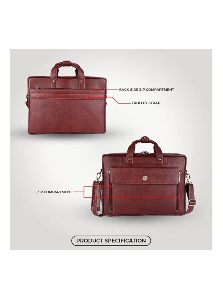 HAMMONDS FLYCATCHER Original Bombay Brown Leather 15.6 inch Expandable Laptop Messenger Bag LB150  - Image 4