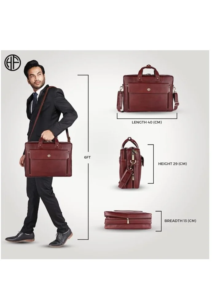 HAMMONDS FLYCATCHER Original Bombay Brown Leather 15.6 inch Expandable Laptop Messenger Bag LB150