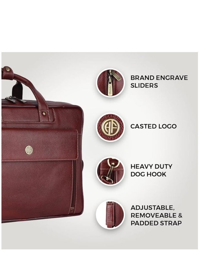 HAMMONDS FLYCATCHER Original Bombay Brown Leather 15.6 inch Expandable Laptop Messenger Bag LB150  - Image 2