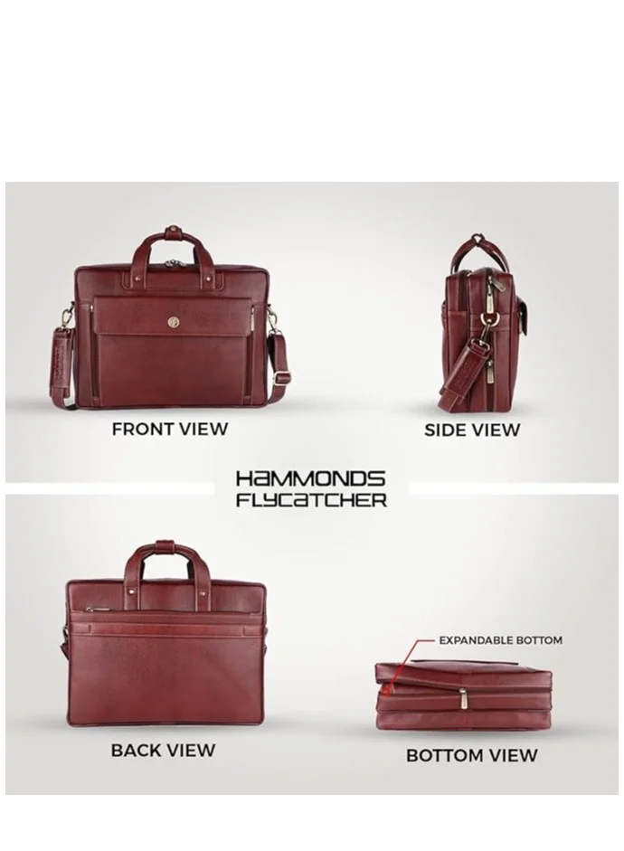 HAMMONDS FLYCATCHER Original Bombay Brown Leather 15.6 inch Expandable Laptop Messenger Bag LB150