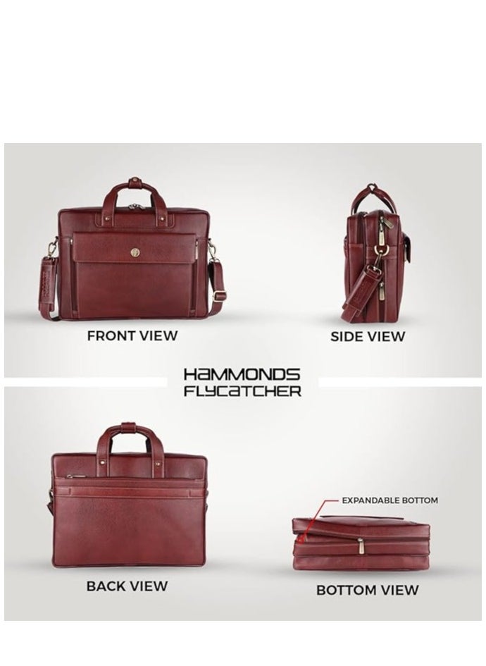 HAMMONDS FLYCATCHER Original Bombay Brown Leather 15.6 inch Expandable Laptop Messenger Bag LB150  - Image 3