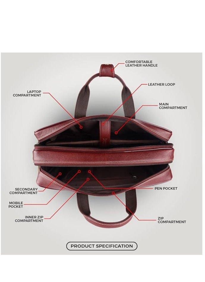 HAMMONDS FLYCATCHER Original Bombay Brown Leather 15.6 inch Expandable Laptop Messenger Bag LB150  - Image 5