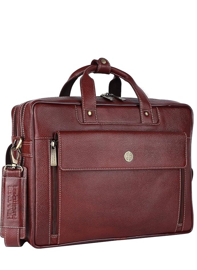 HAMMONDS FLYCATCHER Original Bombay Brown Leather 15.6 inch Expandable Laptop Messenger Bag LB150  - Image 1