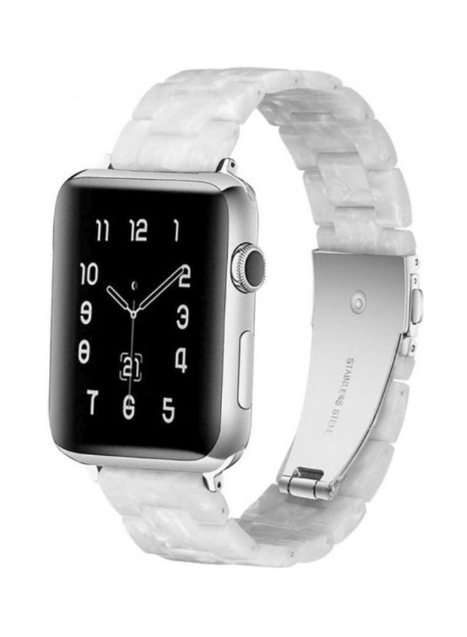 NIBEMINENT Marble Resin Bracelet Band For Apple Watch SE Series 42/44mm White - Image 1