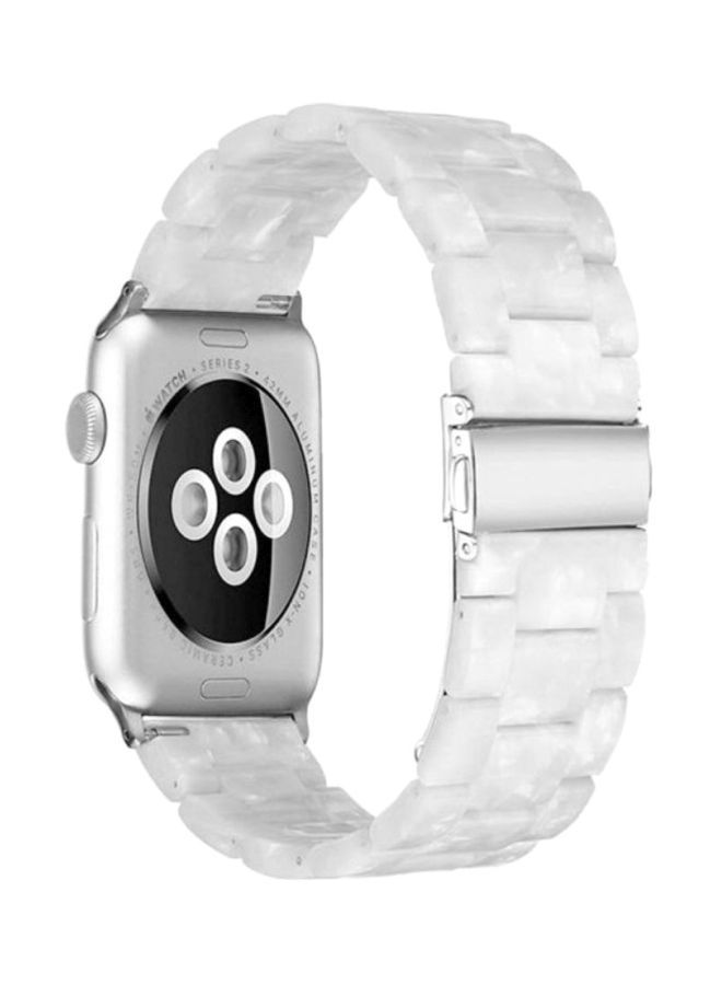NIBEMINENT Marble Resin Bracelet Band For Apple Watch SE Series 42/44mm White - Image 2
