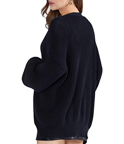 QUALFORT Cardigan Sweaters for Women 100% Cotton Button-Down Oversized Knit Outerwear Fall Tops for Women 2025 Black XXX-Large - Image 3
