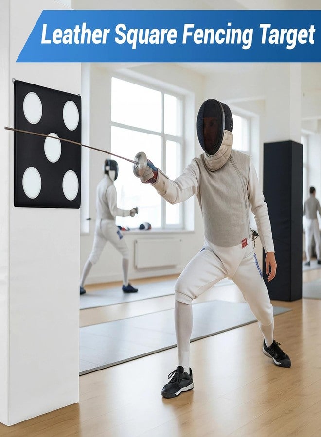 Shimeyao PU Leather Square Fencing Target Practice Pad with Bullseye Reinforced Strike Zones for Saber Foil and Epee Wall Mounted Fencing Target Equipment for Clubs Home Training(5 Bullseyes) - Image 2