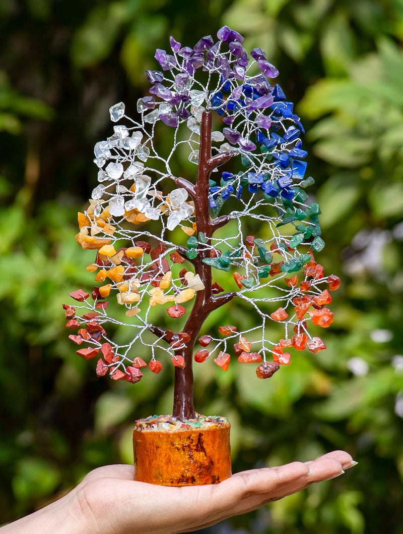 HindCraft HindCraft Seven Chakra Healing Tree Feng Shui Good Luck Crystal Tree for Living Room Office Artificial Plant for Home Decoration Gift for Men Women Wedding Special Occasions  - Image 5