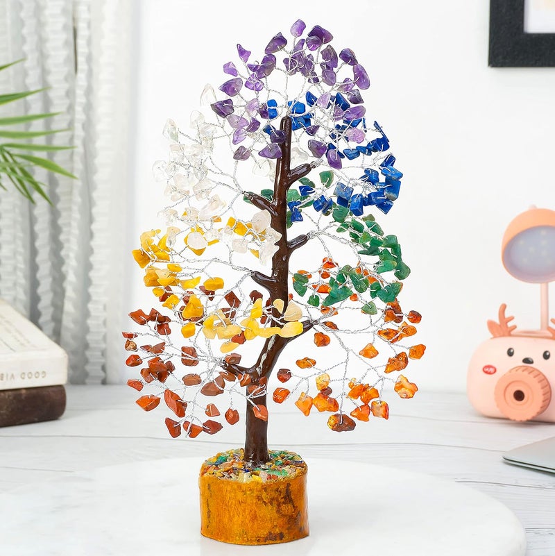 HindCraft HindCraft Seven Chakra Healing Tree Feng Shui Good Luck Crystal Tree for Living Room Office Artificial Plant for Home Decoration Gift for Men Women Wedding Special Occasions  - Image 3