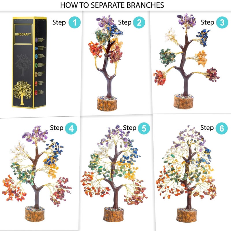 HindCraft HindCraft Seven Chakra Healing Tree Feng Shui Good Luck Crystal Tree for Living Room Office Artificial Plant for Home Decoration Gift for Men Women Wedding Special Occasions  - Image 4