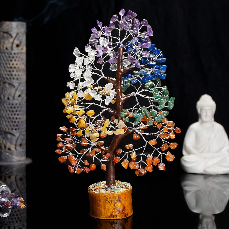 HindCraft HindCraft Seven Chakra Healing Tree Feng Shui Good Luck Crystal Tree for Living Room Office Artificial Plant for Home Decoration Gift for Men Women Wedding Special Occasions  - Image 2