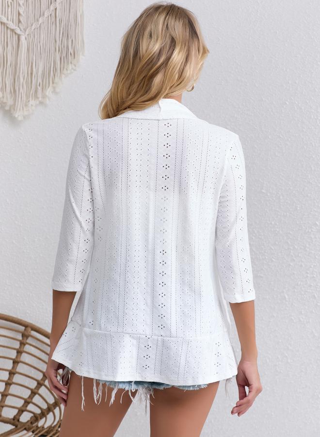 Styli White Self Design Square Neck Bodysuit - Image 1