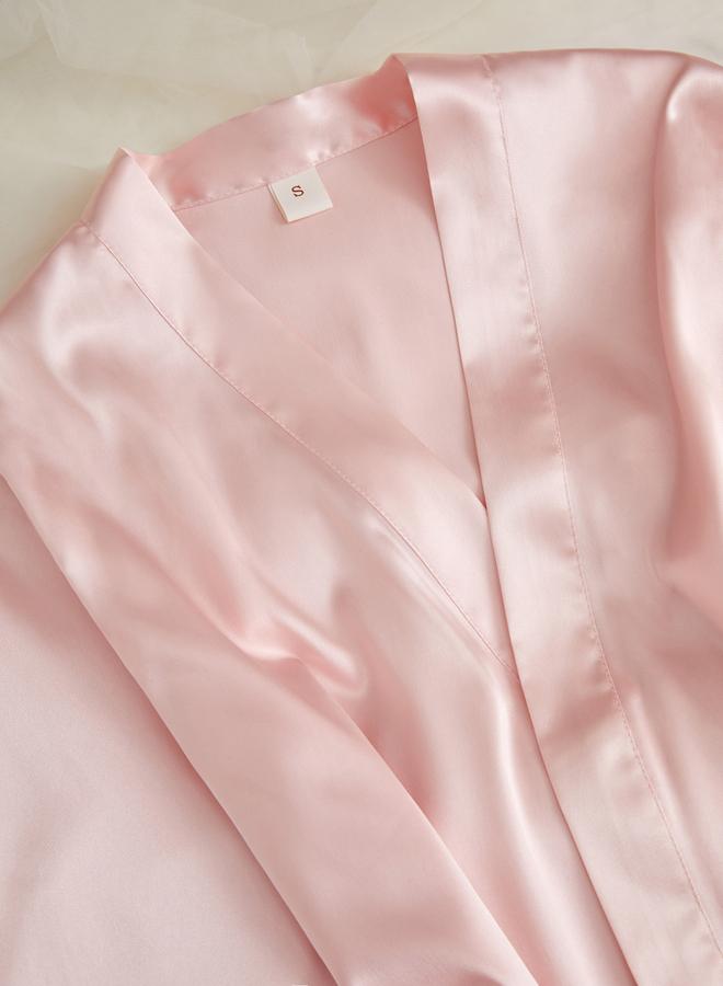 Take Two Light Pink Satin Ruffled Trims Robe - Image 3