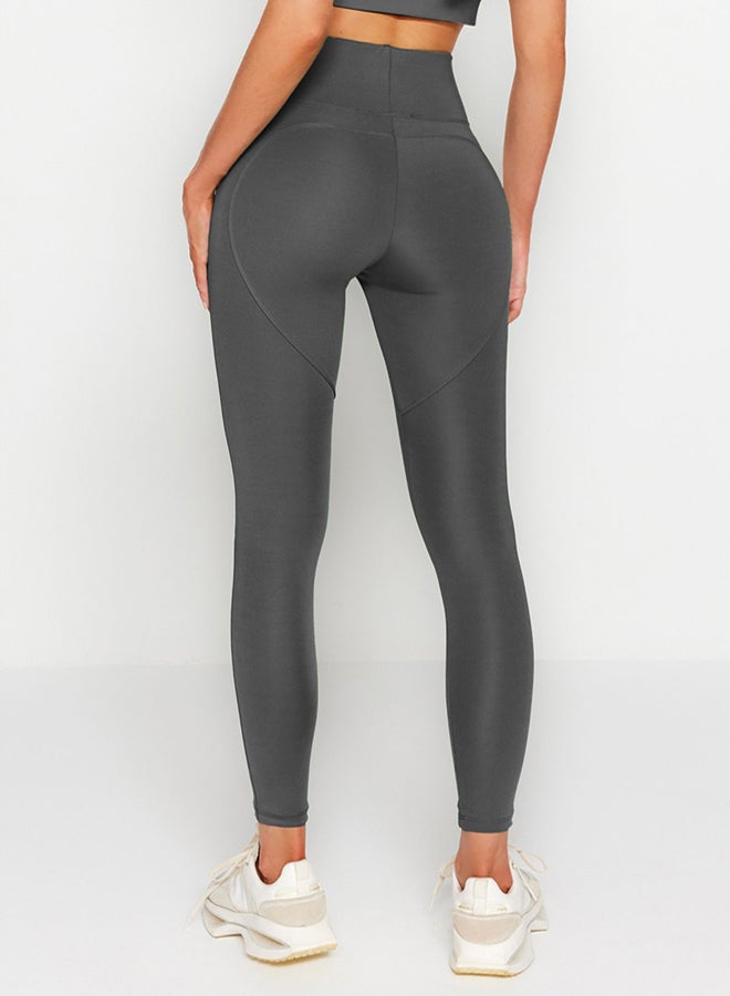 trendyol Dark Anthracite Full Length Knitted Sports Leggings with Push-Up  - Image 4