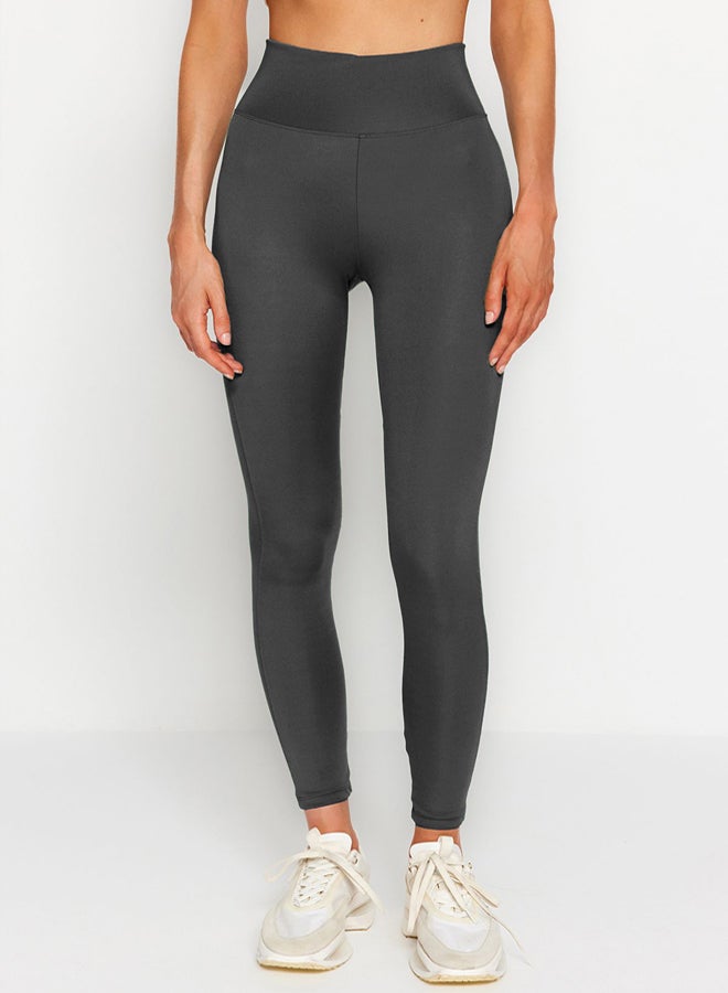 trendyol Dark Anthracite Full Length Knitted Sports Leggings with Push-Up  - Image 2