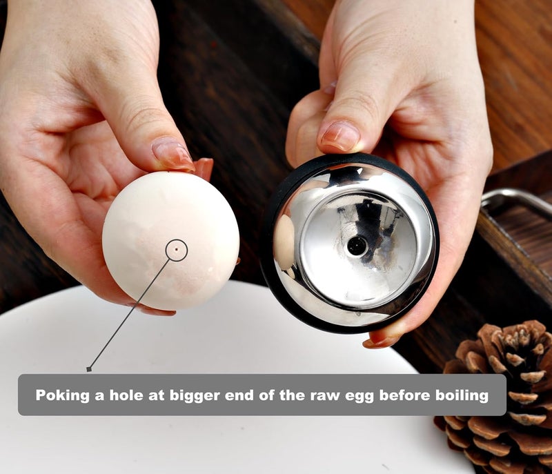 ChaLeeMoo Egg Piercer for Raw Eggs, Stainless Steel Egg Poker for Boiling Eggs, Great Eggshell Peeler Tool to Get Good Hard Boiled Eggs, Egg Hole Puncher Pricker with Retractable Pin, Black - Image 3
