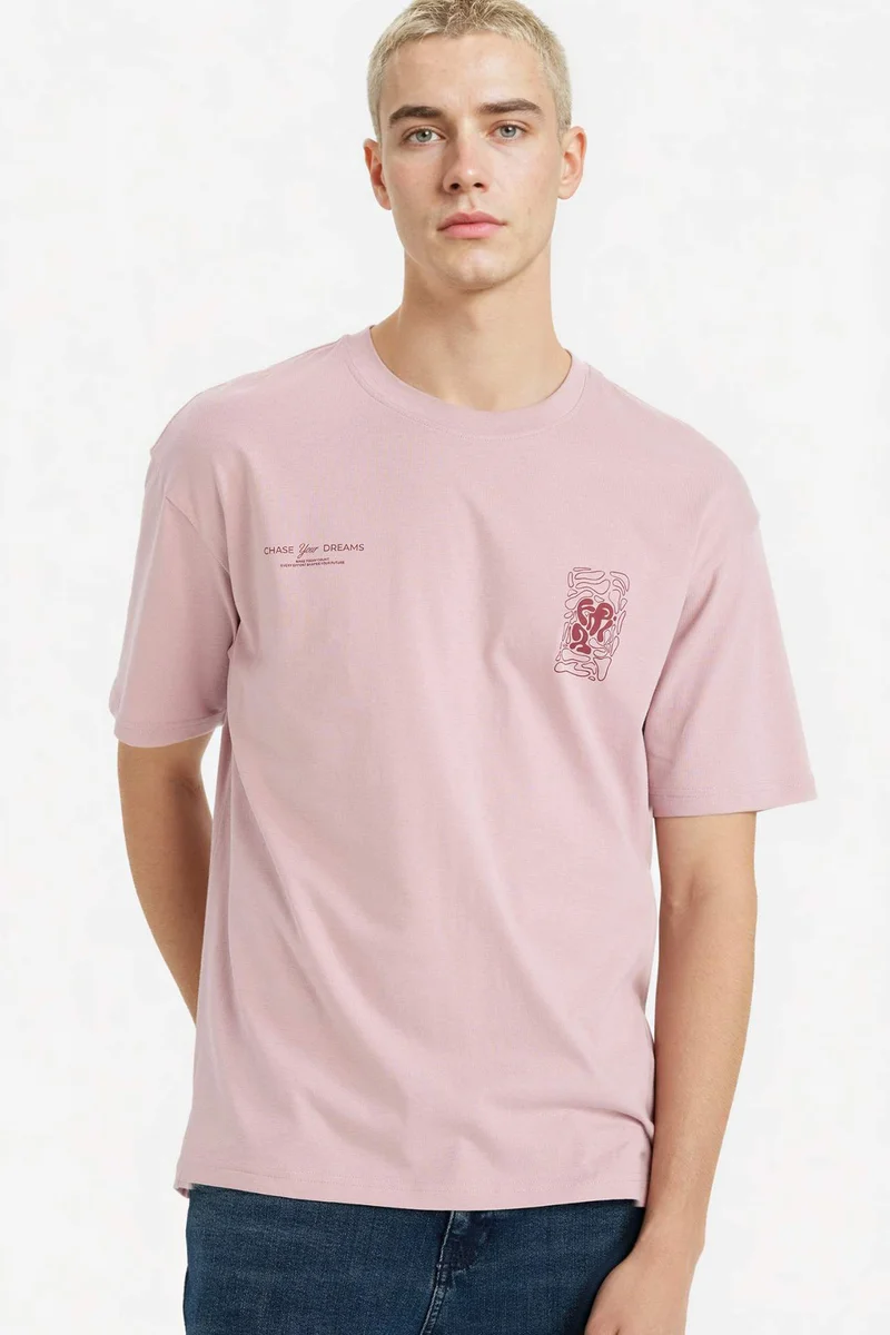 DeFacto Boxy Fit Printed Cotton Short Sleeve T-Shirt