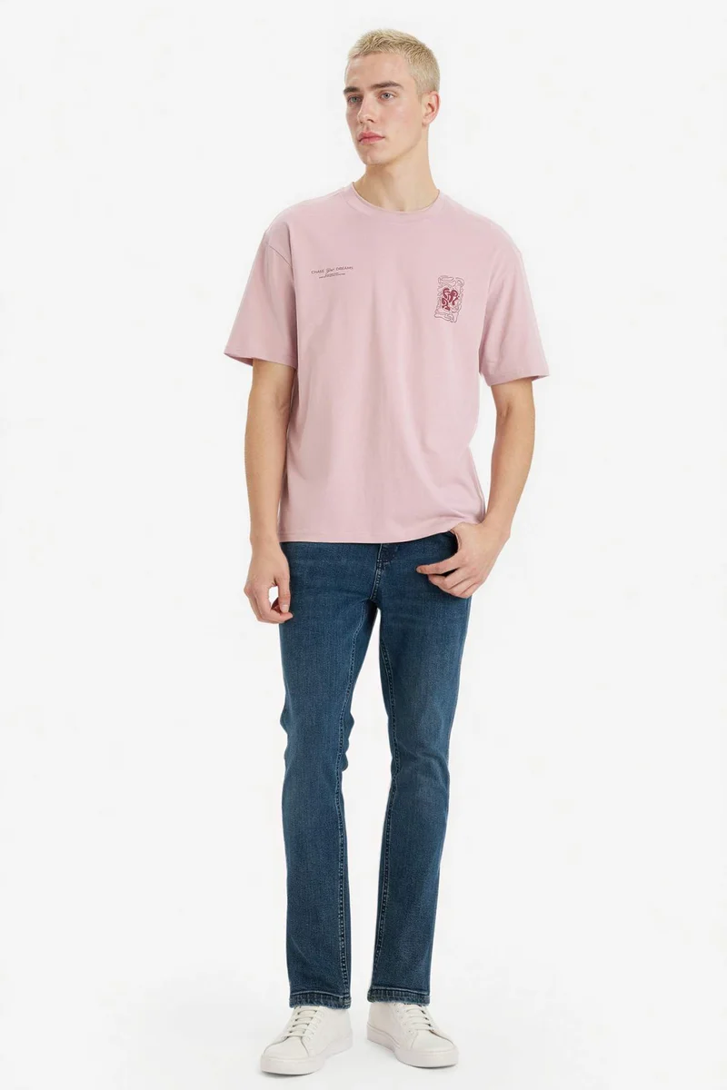 DeFacto Boxy Fit Printed Cotton Short Sleeve T-Shirt