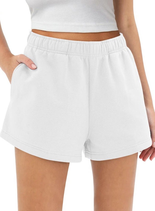 AUTOMET Womens Sweat Shorts Trendy Casual Athletic Running Summer Vacation Outfits Comfy 2025 Fashion Workout Clothing, White, M - Image 1