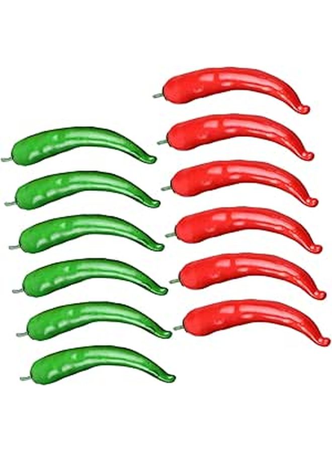 Mini Artificial Pepper Set 12pcs PVC Lifelike Red Green Peppers Kitchen Decor Photography Props - Image 1