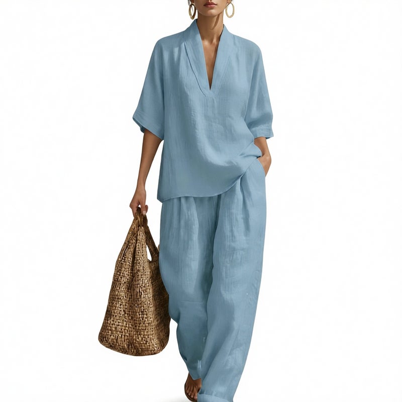 Women's Casual Linen Co-ord Set - Image 4