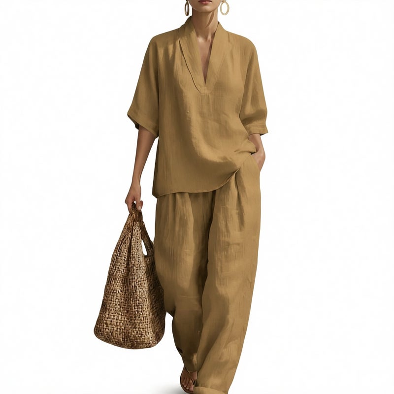 Women's Casual Linen Co-ord Set - Image 2