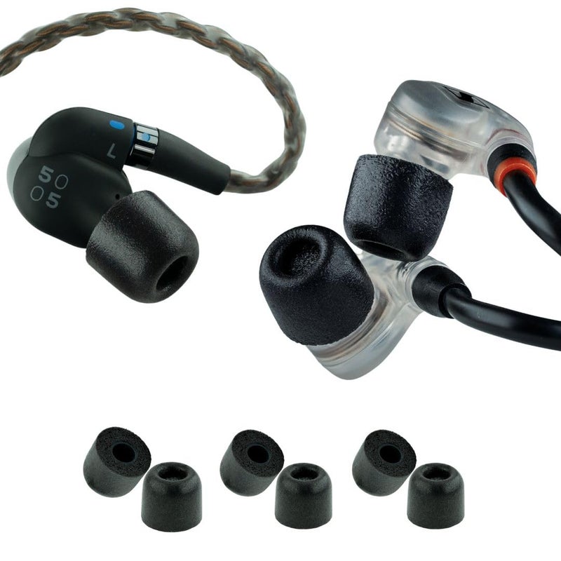 Comply 500 Core Series | Memory Foam Replacement IEM Ear Tips for KZ, Moondrop, FiiO Sennheiser & More | Superior Noise Isolation, Ultimate Comfort, Secure Fit | TechDefender, Black, Large (3 Pairs) - Image 1
